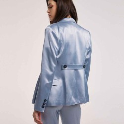 Satin Padded Shoulder Blazer