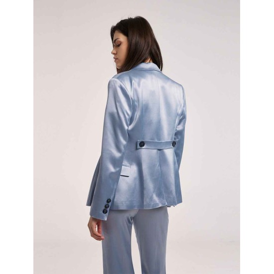 Satin Padded Shoulder Blazer Satin Padded Shoulder Blazer