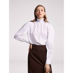Stand Ruffle Collar Blouse