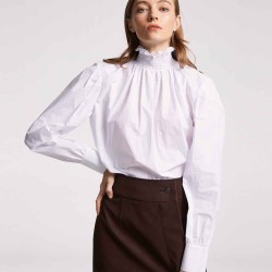 Stand Ruffle Collar Blouse