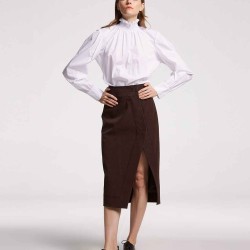 Stand Ruffle Collar Blouse