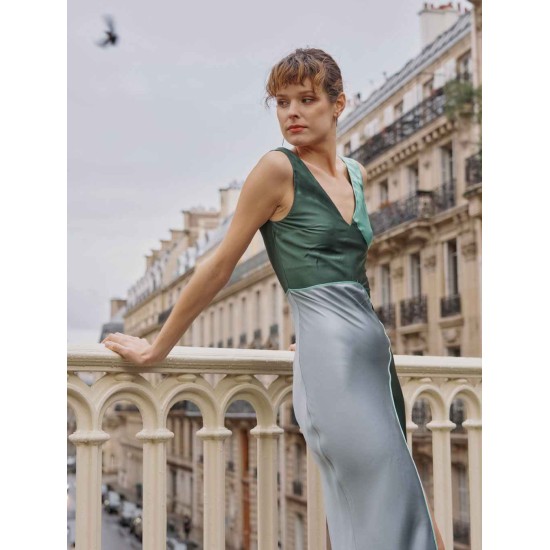 Contemporary Deep V-Neck Silk Tank Dress Contemporary Deep V-Neck Silk Tank Dress
