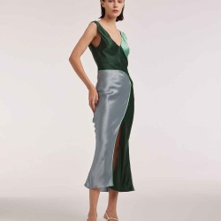 Contemporary Deep V-Neck Silk Tank Dress