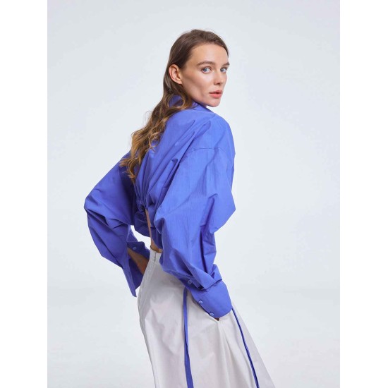 Cropped Drawstring Cotton Shirt Cropped Drawstring Cotton Shirt