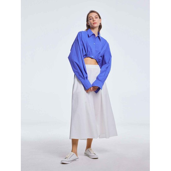 Cropped Drawstring Cotton Shirt Cropped Drawstring Cotton Shirt