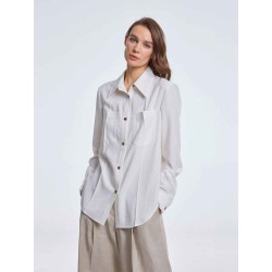 Asymmetric Shirt with Patch Pockets