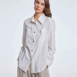Asymmetric Shirt with Patch Pockets