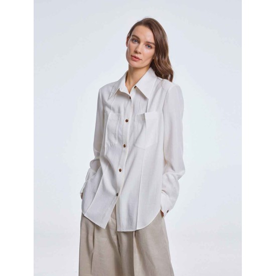 Asymmetric Shirt with Patch Pockets Asymmetric Shirt with Patch Pockets