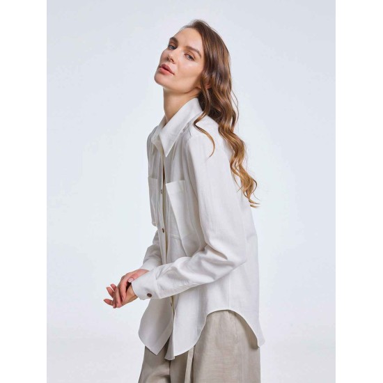 Asymmetric Shirt with Patch Pockets Asymmetric Shirt with Patch Pockets