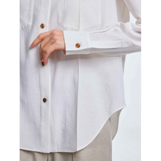 Asymmetric Shirt with Patch Pockets Asymmetric Shirt with Patch Pockets
