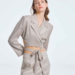 Cropped Knotted Blazer