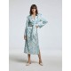 Blue Printed Waist-knot Blazer Blue Printed Waist-knot Blazer