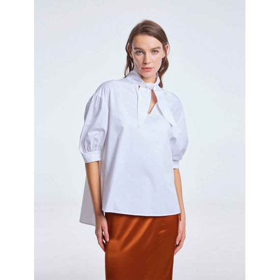 Knotted Neckline Cotton Top Knotted Neckline Cotton Top