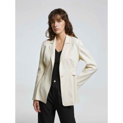 Gathered Waist Notched Lapel Blazer