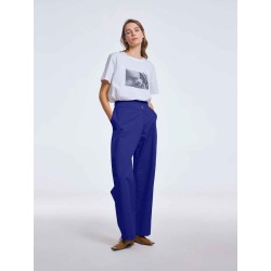 Off-center Closure  Cotton Pants