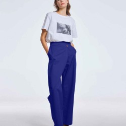 Off-center Closure  Cotton Pants
