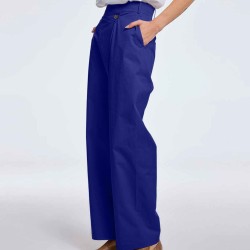 Off-center Closure  Cotton Pants