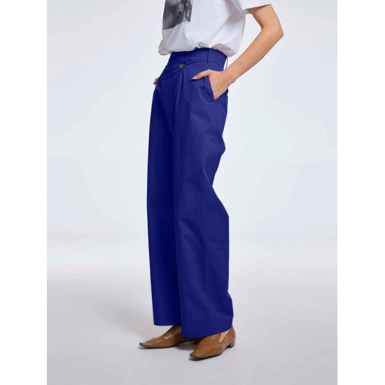 Off-center Closure Cotton Pants Off-center Closure Cotton Pants