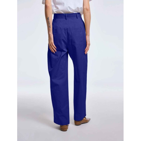 Off-center Closure Cotton Pants Off-center Closure Cotton Pants