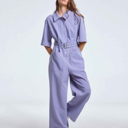 Midi Jumpsuit with Snap Fastener