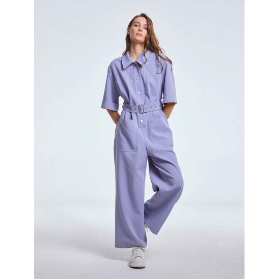 Midi Jumpsuit with Snap Fastener Midi Jumpsuit with Snap Fastener