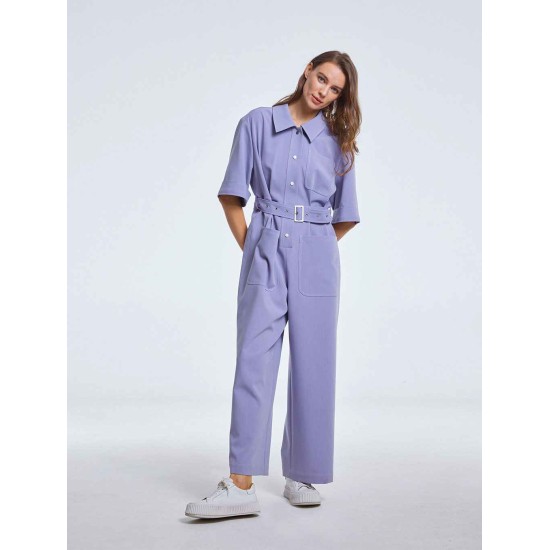 Midi Jumpsuit with Snap Fastener Midi Jumpsuit with Snap Fastener
