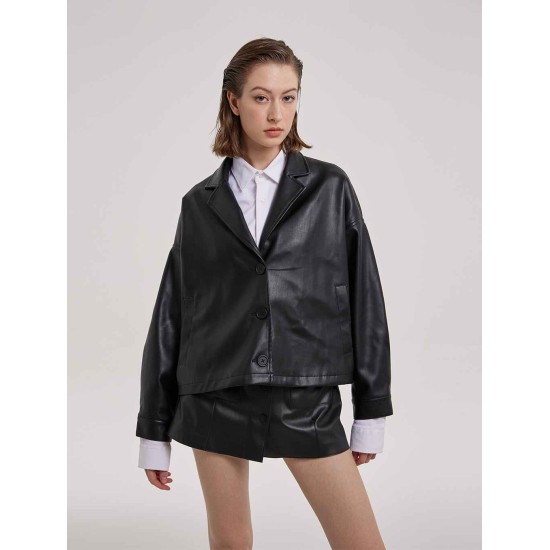 Chunky Faux-leather Blazer Chunky Faux-leather Blazer