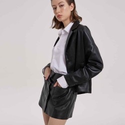 Chunky Faux-leather Blazer