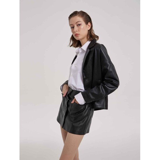 Chunky Faux-leather Blazer Chunky Faux-leather Blazer