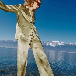 One-buttoned Patched Acetate Blazer