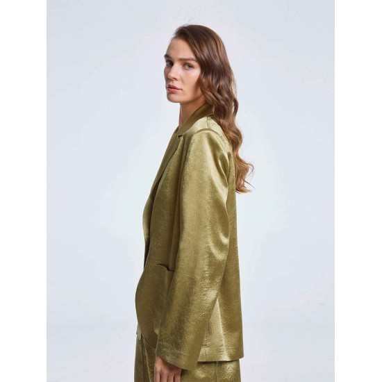 One-buttoned Patched Acetate Blazer One-buttoned Patched Acetate Blazer