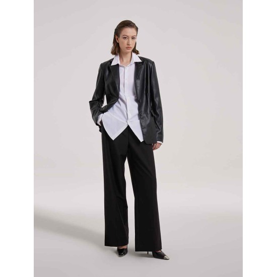 Single-Breasted Faux Leather Blazer Single-Breasted Faux Leather Blazer