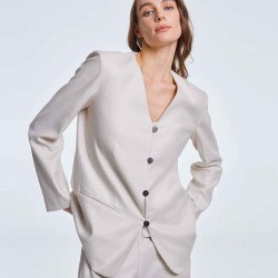 Buttoned V Neckline Blazer