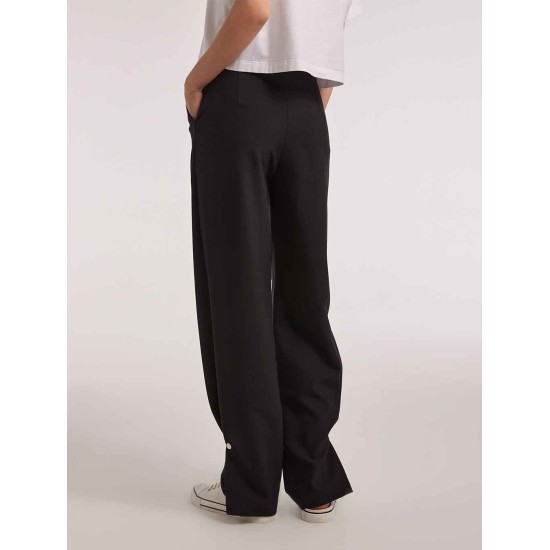 Pleated Straight Pants with Buttoned Bottom Pleated Straight Pants with Buttoned Bottom