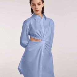 Twisted Cut-out Shirt Dress