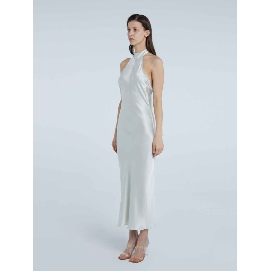 Choker Collar Low Back Silk Dress Choker Collar Low Back Silk Dress