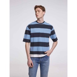 Striped Cotton Crewneck with Short Sleeves