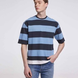 Striped Cotton Crewneck with Short Sleeves