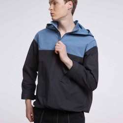 Half-zipped Two-tone Hoodie
