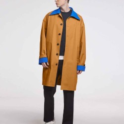 Contrasting Single-breasted Trench Coat