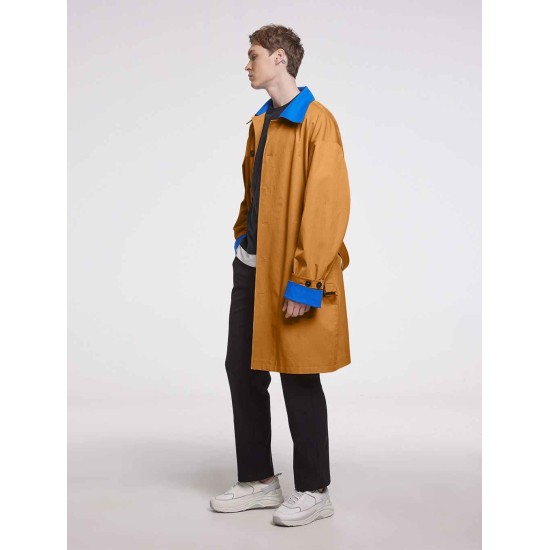 Contrasting Single-breasted Trench Coat Contrasting Single-breasted Trench Coat