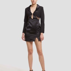 Deep V-Neck Black Mini Dress
