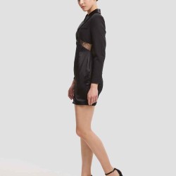 Deep V-Neck Black Mini Dress