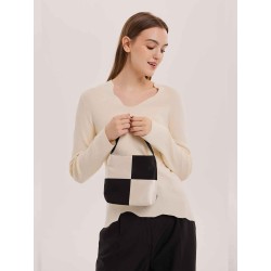 Silk Black & White Checkered Handbag