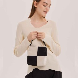 Silk Black & White Checkered Handbag