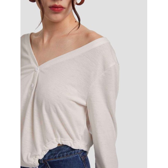 Buttoned V-line Long Sleeve Shirt Buttoned V-line Long Sleeve Shirt