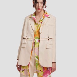 Single Buttoned Knitted Patchwork Suit