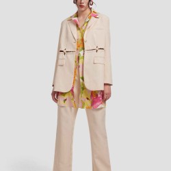 Single Buttoned Knitted Patchwork Suit