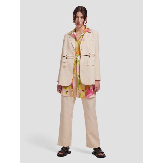 Single Buttoned Knitted Patchwork Suit Single Buttoned Knitted Patchwork Suit