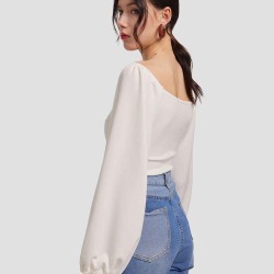 One Shoulder Lantern Sleeve Shirt